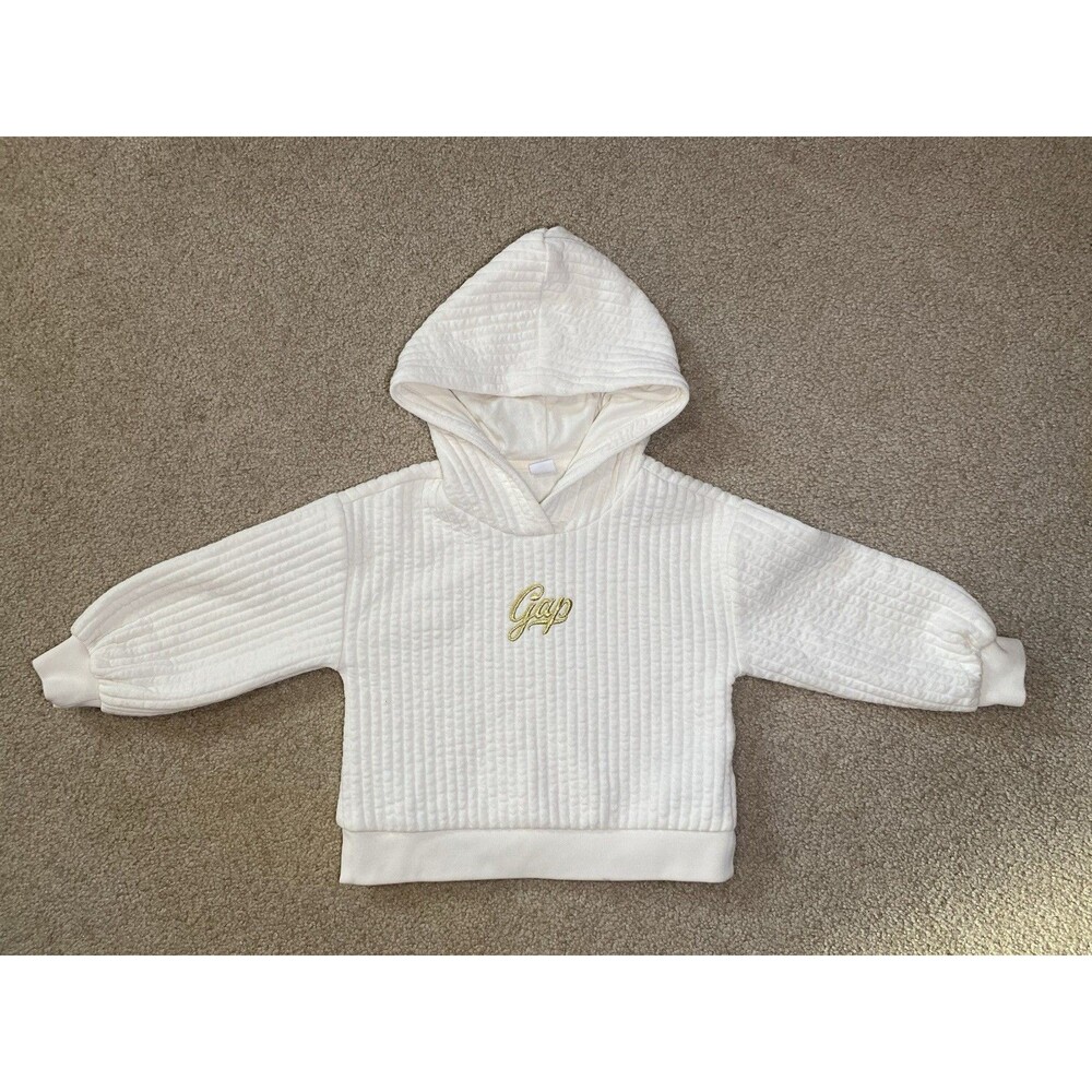 Baby Gap Cream Quilted Hoodie Gold Logo 3 Years